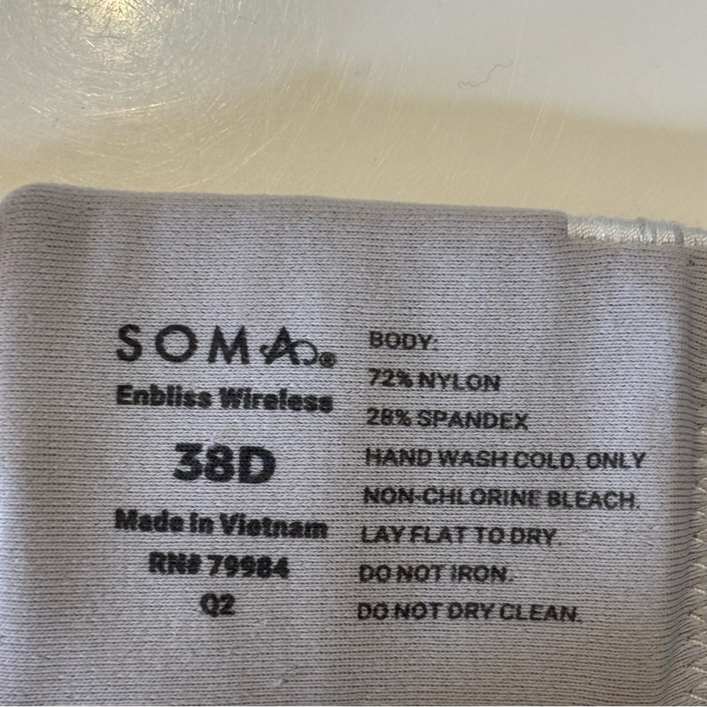 Soma Enbliss Bra Women’s 38D Gray Wireless Adjustable Neutral T-Shirt - Picture 7 of 9